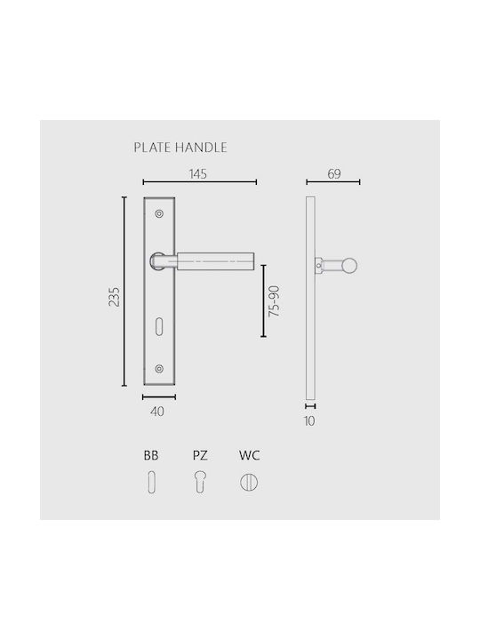 Zogometal Lever Front Door with Rosette Left with Rosette Black / Olive wood