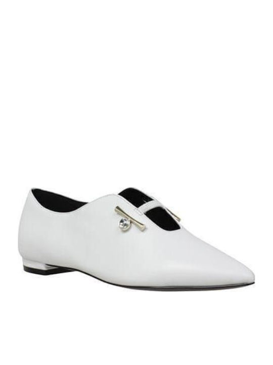 Δερμάτινα Γυναικεία Loafers σε Λευκό Χρώμα