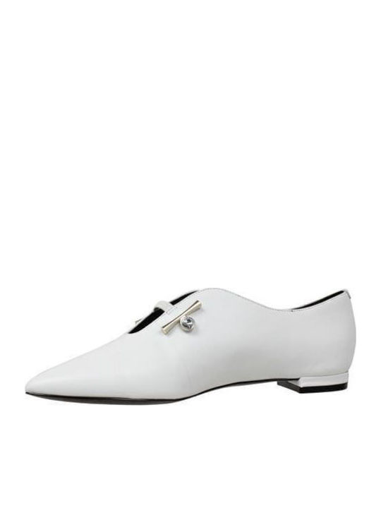 Δερμάτινα Γυναικεία Loafers σε Λευκό Χρώμα