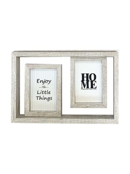 AGC Multi Picture Frame 2 Positions Wooden with Beige Frame 2 Pieces