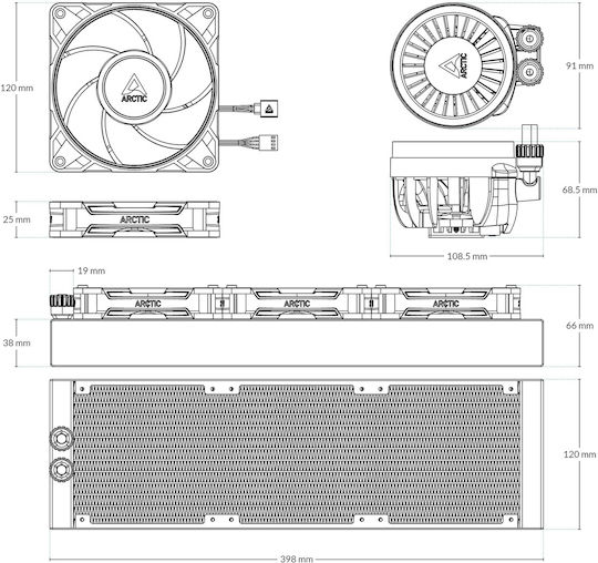 Arctic Liquid Freezer III Pro 360 A-RGB AIO CPU Water Cooling with 3 120mm White Fans