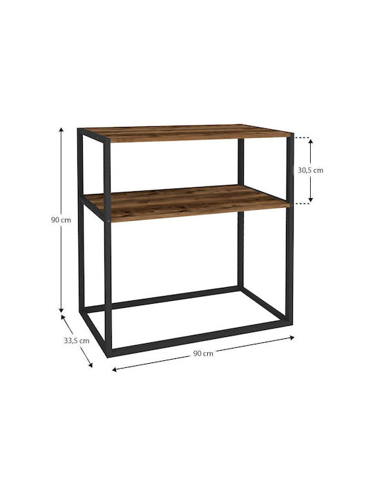Castel Wooden Console Table Black / Smoked Walnut L90xW33.5xH90cm