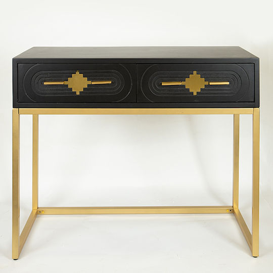Metal Console Table Black, Gold L100xW40xH80cm