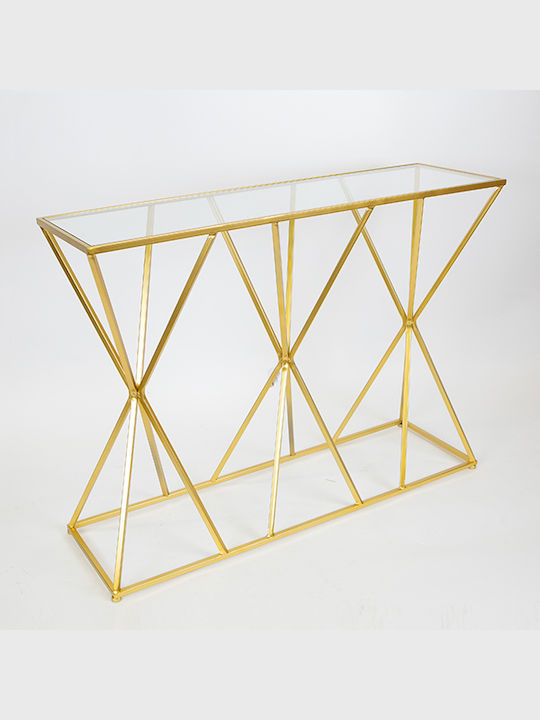 Estheti Home Metal Console Table with Glass Surface 107x32x78cm 750-27012