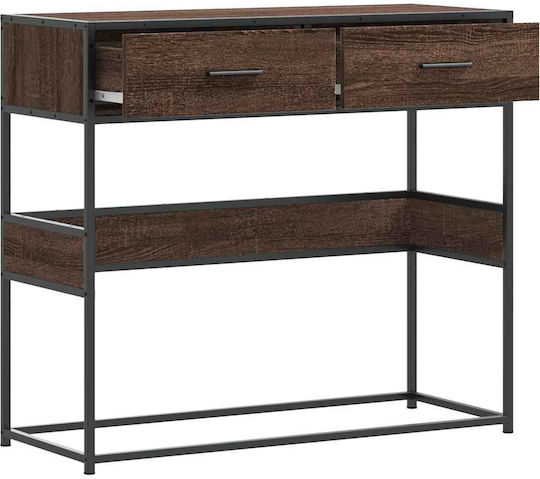 Конзолна маса от Дърво & Метал Кафяв дъб Д90xШ35xВ80cm