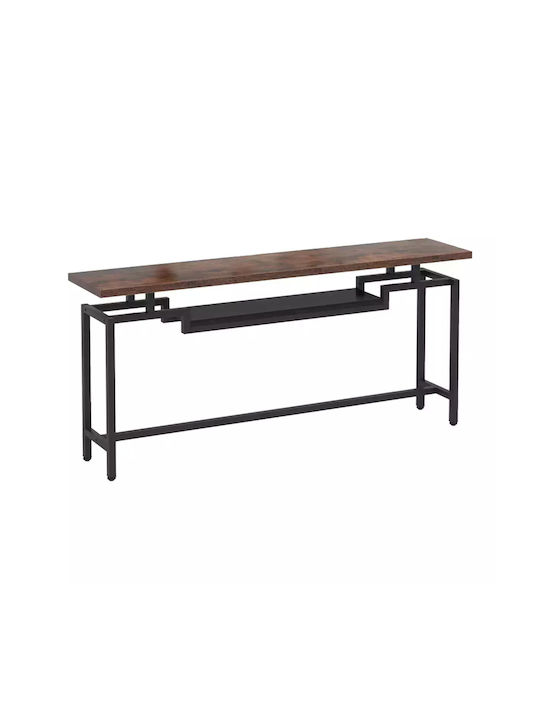 Onole Console Table Wood & Metal Walnut - Black L180xW35xH82cm