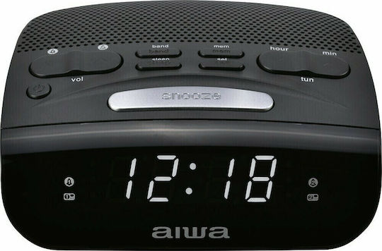 Aiwa Επιτραπέζιο Ψηφιακό Ρολόι LED με Ξυπνητήρι & Ραδιόφωνο Μαύρο CR-15