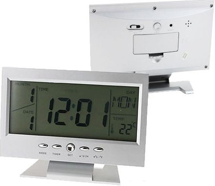 Масов Дигитален Часовник LCD Сребрист 980824_s