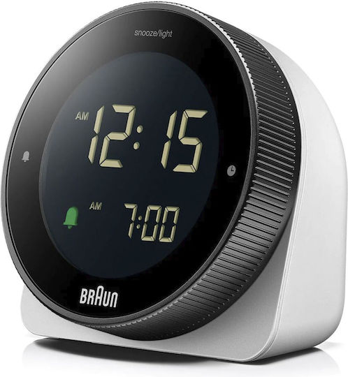 Braun Tisch-Digitaluhr mit Wecker & Radio Weiß 67620
