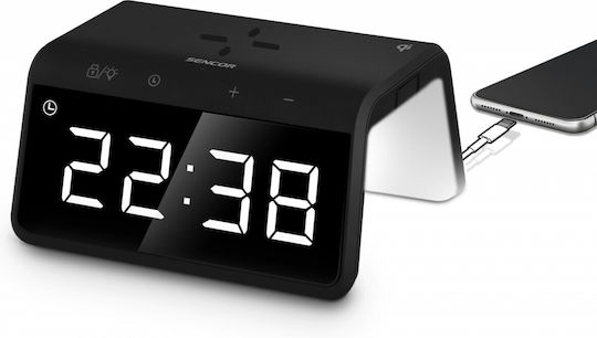 Sencor Ceas De Masă Digital Led Cu Ceas Deșteptător Și Încărcare Wireless Negru FT0376