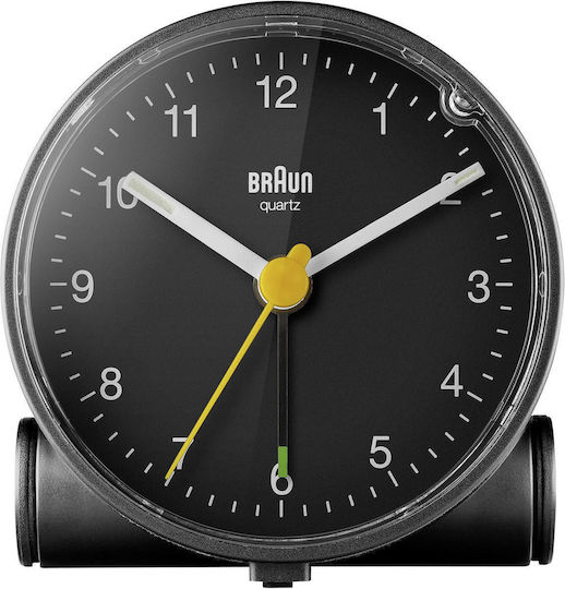 Braun BC 01 Αθόρυβο Επιτραπέζιο Ρολόι με Δείκτες με Ξυπνητήρι Μαύρο BC01B