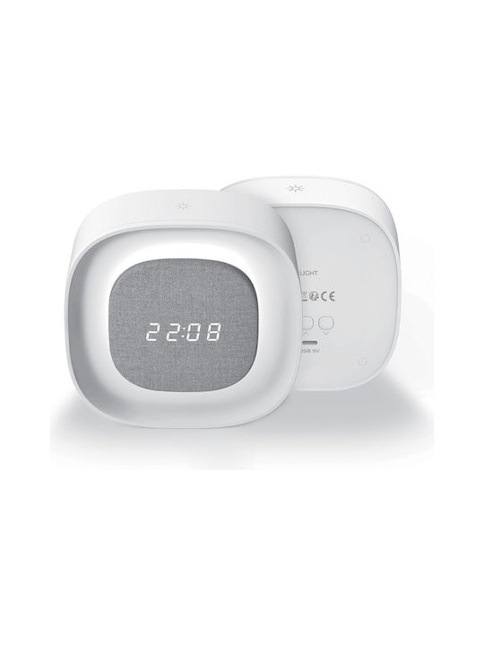 Alarm Clock Night Light Led Pure Fnl-03 Bjorn White Square Forever Light