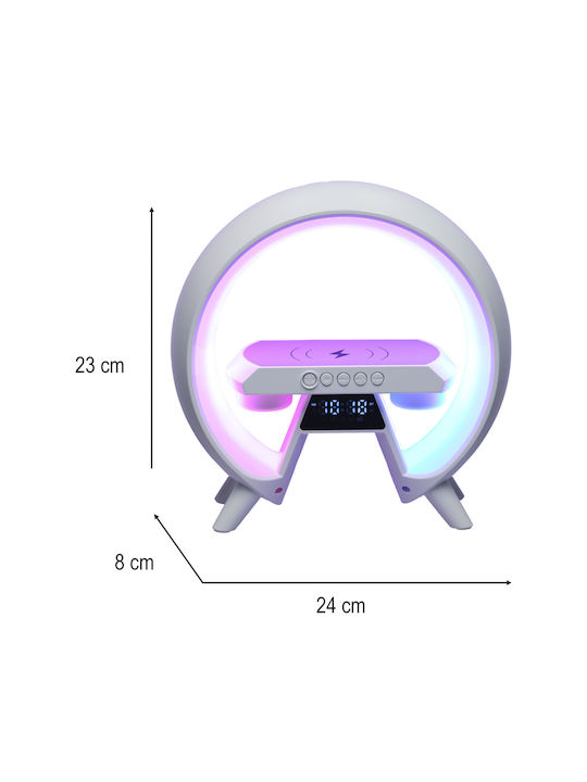 ikonka Ceas Digital de Masă cu Alarmă, Radio și Încărcare Wireless Alb KX3384