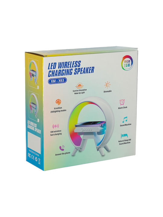 ikonka Ceas Digital de Masă cu Alarmă, Radio și Încărcare Wireless Alb KX3384