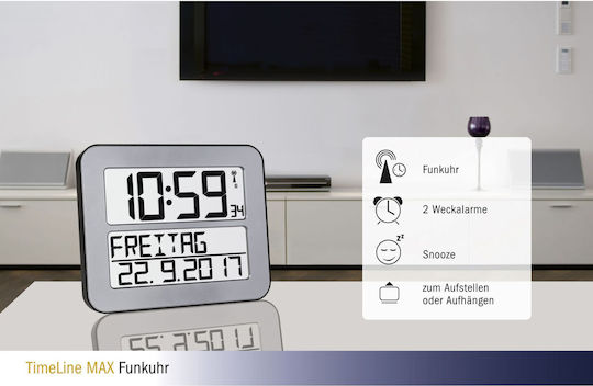 TFA Tischuhr Digital LCD Kunststoff Silber 60.4512.54