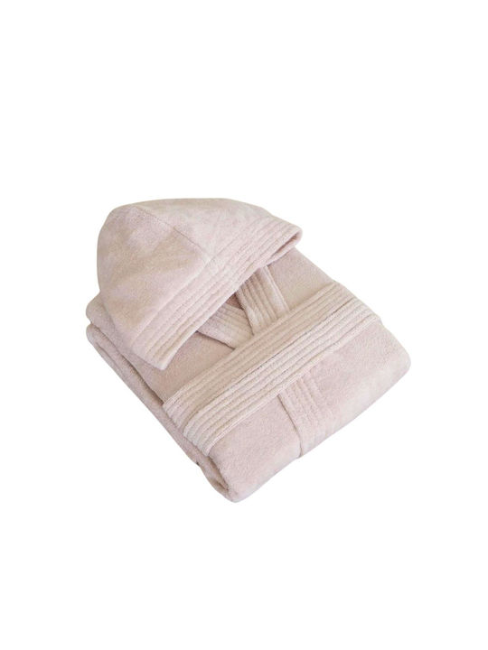 Nima Zen Halat de baie pentru femei cu Glugă roz pudră 400gr/m²