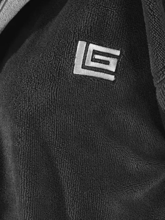 Guy Laroche Monogram Bathrobe with Hood Black