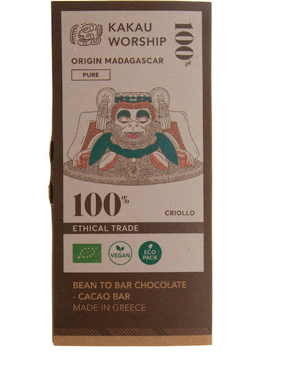 Kakau Worship Madagascar Collection Organic Chocolate Dark Vegan with 100% Cocoa Gluten-Free 75gr