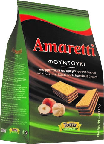 Tottis Amaretti Γκοφρέτα Γάλακτος Φουντούκι 135gr