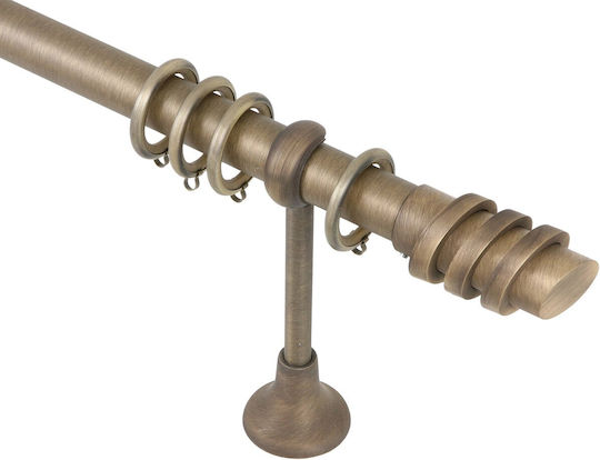 Curtain Pole Ø25 Antique Three Rings Strass Frans 1.60
