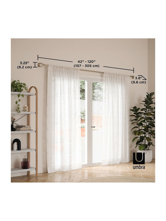 Umbra Extendable Metallic Curtain Pole Loop Single Φ25mm 305-305cm Metallic