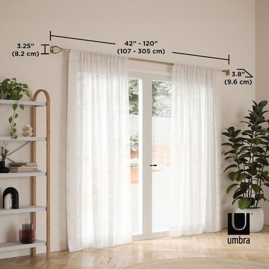 Umbra Πτυσσόμενο Μεταλλικό Κουρτινόξυλο Loop Μονό Φ25mm 305-305εκ. Μεταλλικό