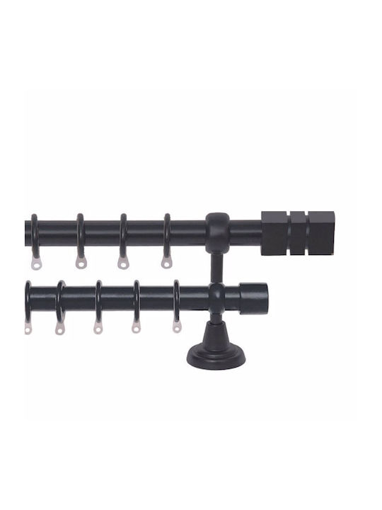 Import Hellas Metallic Curtain Pole No2 Single Φ25mm 140cm Black Checkmate