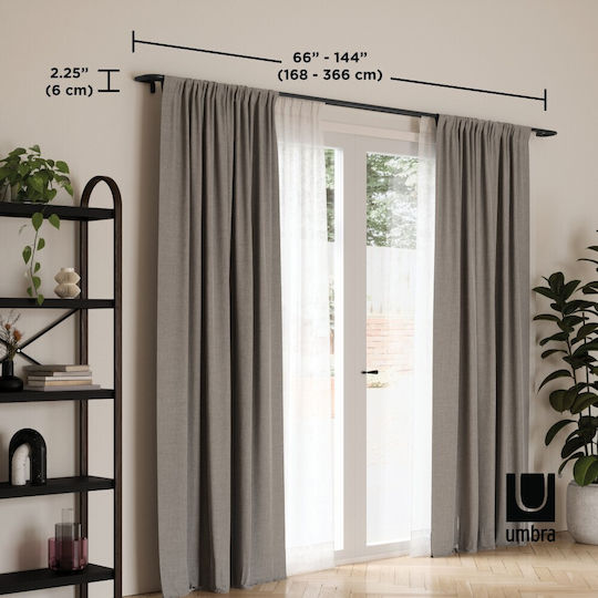 Umbra Ausziehbare Metallische Vorhangstange Twilight Double Einzeln Φ19mm 168-365cm Metallisch