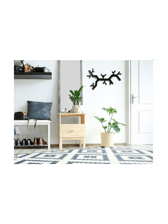 Roline Metal Wall Hanger Branch with 6 Slots Black 49.5x25cm 1pc
