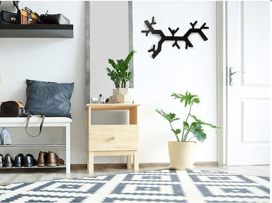Roline Metal Wall Hanger Branch with 6 Slots Black 49.5x25cm 1pc