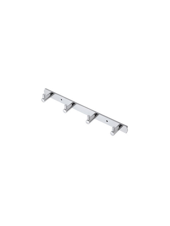Import Hellas Wall Hanger Metal 5 Hooks Nickel 34.5x4x2cm
