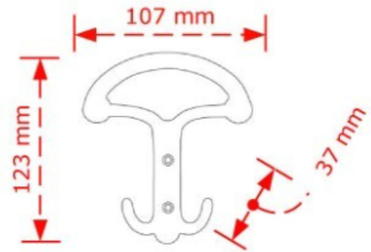 Conset Wall Hanger C548 Metal 2 Hooks Black 10.8x1.2x1.18cm