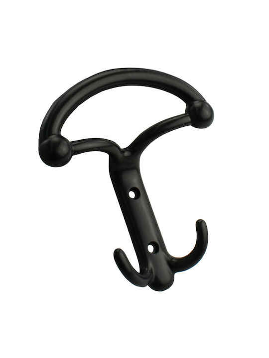 Conset Wall Hanger C548 Metal 2 Hooks Black 10.8x1.2x1.18cm