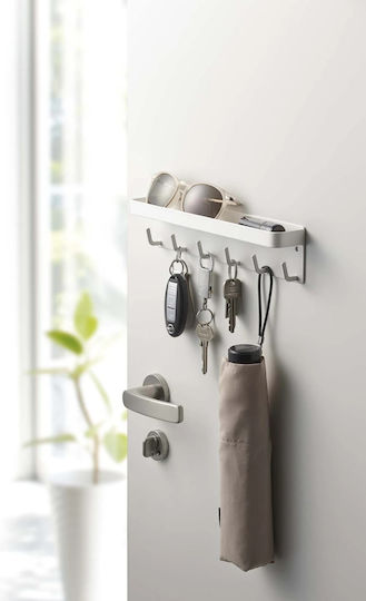 Yamazaki Agățătoare De Perete Smart Metalică Cu 6 Compartimente Albă 24.5x4.5x6cm