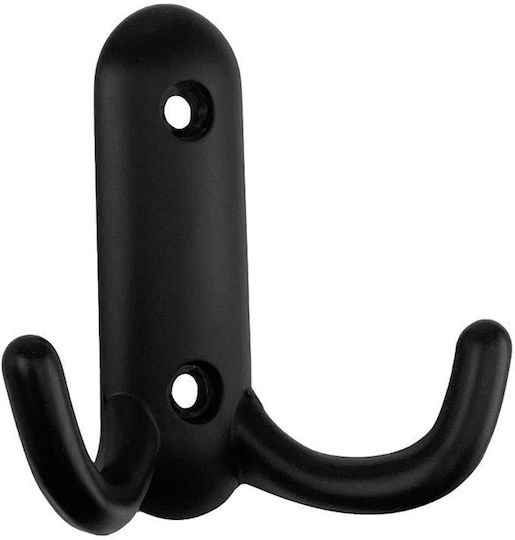 Viobrass Agațătoare de Perete Metalică cu 2 Compartimente Neagră 6x2.5x6cm