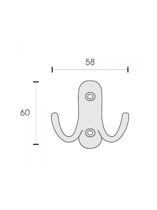 Conset Wall Hanger C547 Metal 2 Hooks Matte Nickel 5.8x3x5.9cm