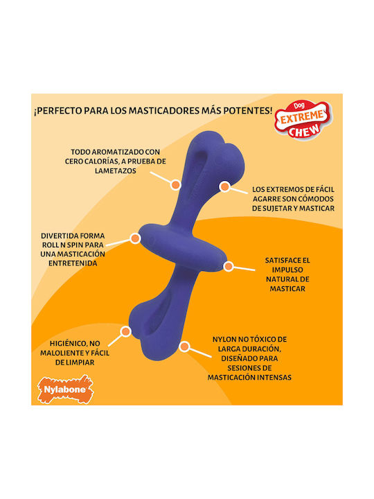 Nylabone Bone Toy Dog Chewable made of Rubber with Flavor Bacon Large Blue 1pcs