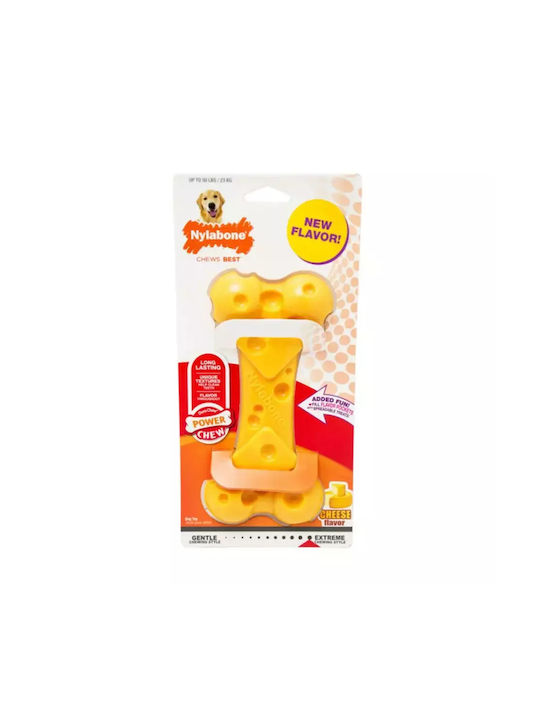 Nylabone Dura Πλαστικό Παιχνίδι Κόκκαλο Σκύλου Μασητικό με Γεύση Τυρί Large Κίτρινο 1τμχ