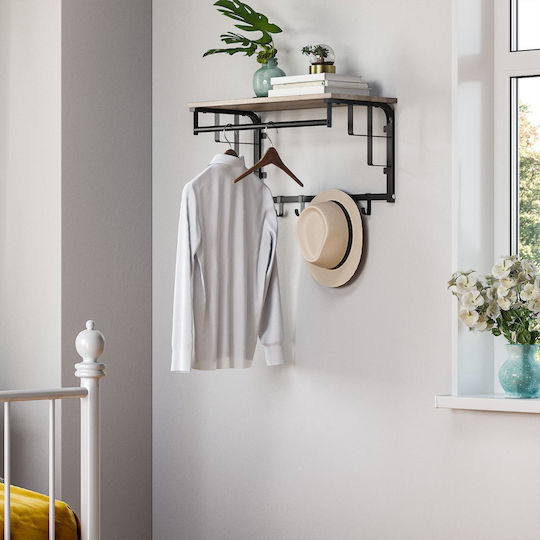 Vasagle Metal Wall Hanger 5 Hooks Gray 66x30x27cm