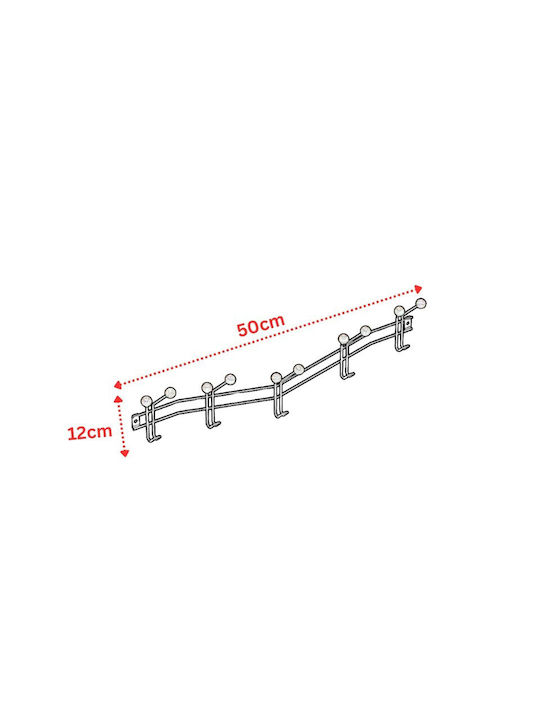Tekno-Tel Wooden Wall Hanger 15 Hooks Black 50x20x6cm