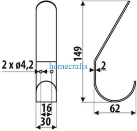 Roline Metallische Wandhalterung 2 Haken 3x14.9cm Roline Metallische Wandhalterung 2 Haken 3x14.9cm