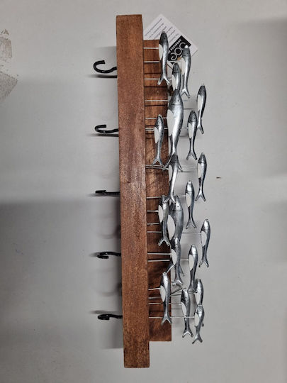 Synchronia Wall Hanger Fish Metal 5 Hooks White 9x25.5x25.5cm