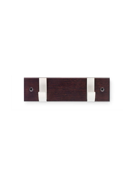 Inofix Κρεμάστρα Τοίχου Ξύλινη 2 Θέσεων Καφέ 23.1x6x6cm