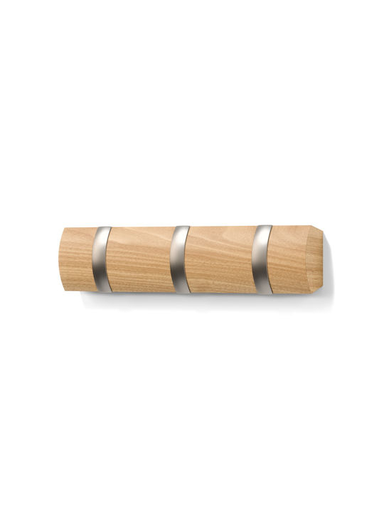 Umbra Agățătoare De Perete Din Lemn Cu 3 Compartimente Bej 30x6cm