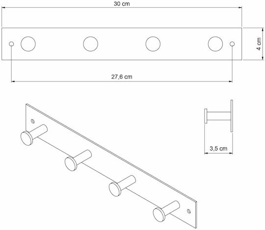 Grekon 404 Μεταλλική 4 Θέσεων 30x4cm