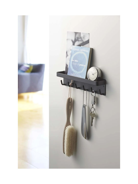 Yamazaki Wall Hanger Smart Metal 6 Hooks Black 24.5x4.5x6cm