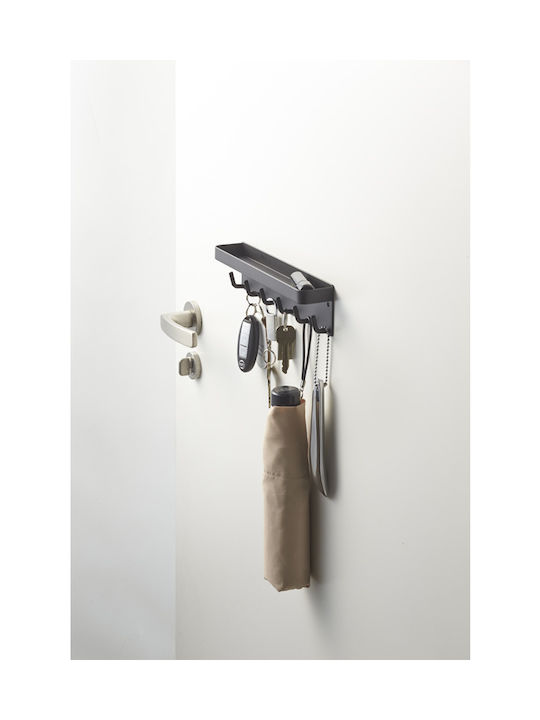 Yamazaki Wall Hanger Smart Metal 6 Hooks Black 24.5x4.5x6cm