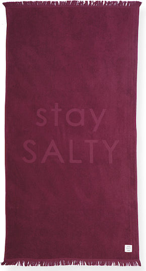 Nef-Nef Homeware Stay Salty Cotton Green Beach Towel with Fringes 170x90cm