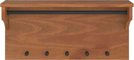 vidaXL Κρεμάστρα Τοίχου Ξύλινη 5 Θέσεων Καφέ 87x30cm