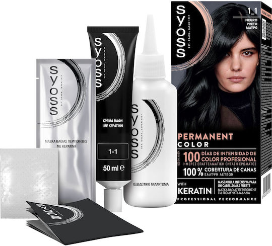 Syoss Permanent Color Βαφή Μαλλιών 1-1 Μαύρο